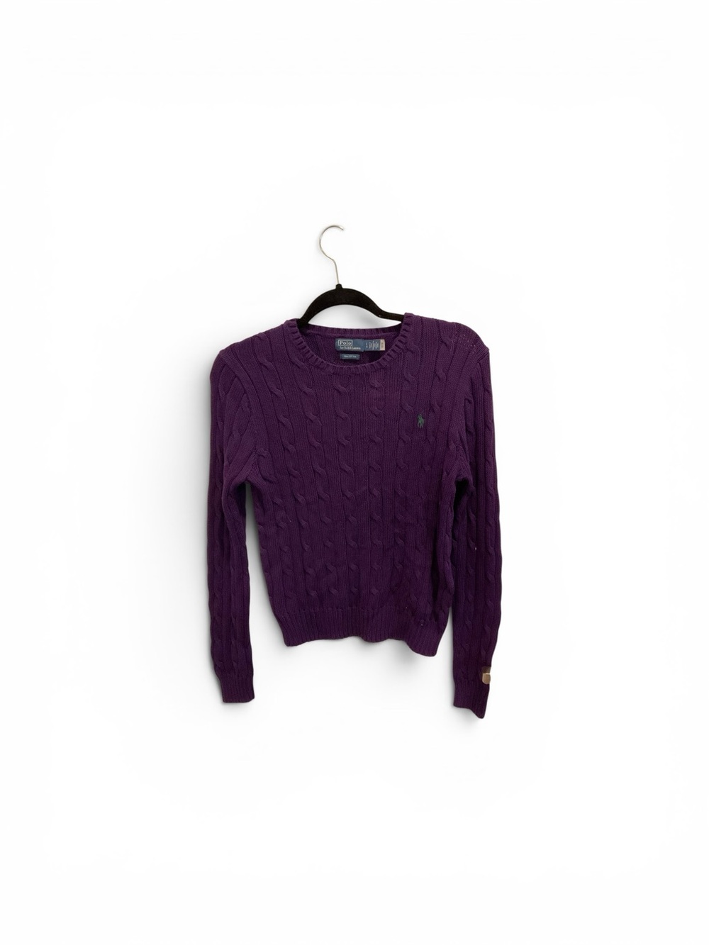 Polo by Ralph Lauren Deep Purple Cable Knit Crew Sweater